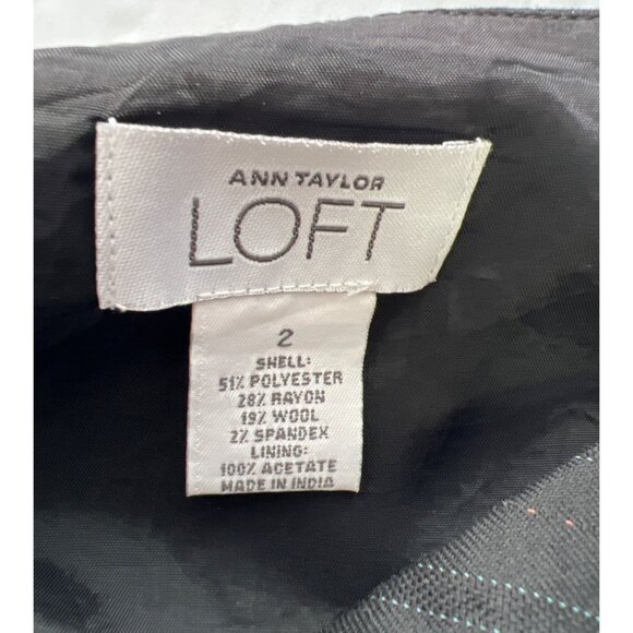 Loft Black Pinstripe Wool Blend A-Line Skirt - Picture 6 of 6